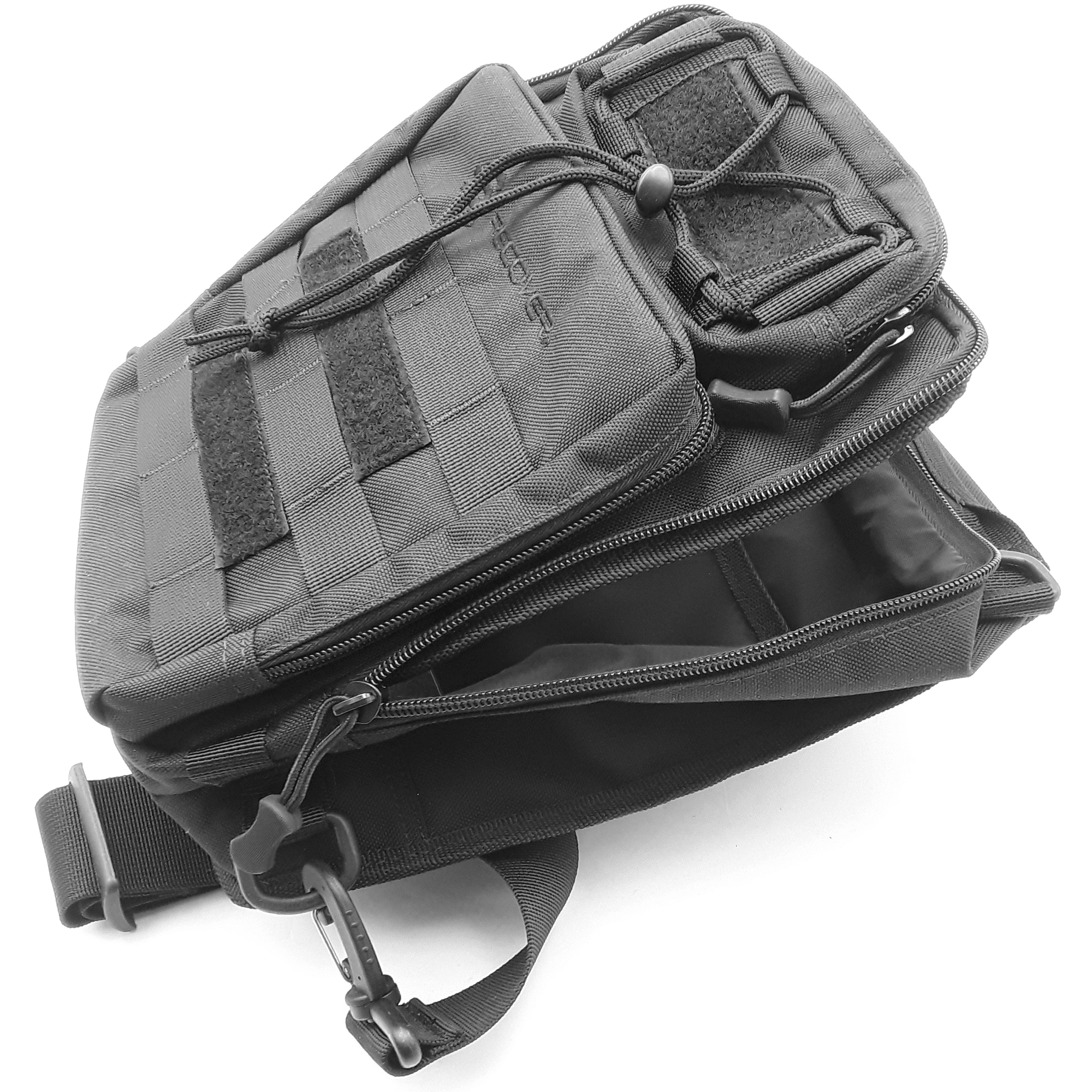 Recover Innovations EDC Bag Shoulder Sling Backpack w/ Molle-loop System, 3 Pockets, Black