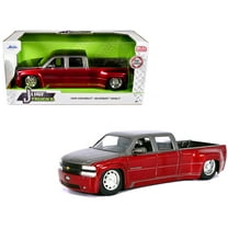 1999 Chevrolet Silverado Dually Pickup Truck Red Metallic and Gray with Stock Wheels "Just Trucks" Series 1/24 Diecast Model Car by Jada