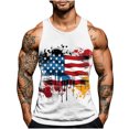 thumbnail image 3 of UVEASISHA Mens Fourth of July Shirt Funny American Flag Print Sleeveless T-Shirts Big and Tall Casual Patriotic Muscle Tanks Stretch Slim Fit Workout Tank Tops White 3XL, 3 of 6