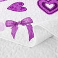 thumbnail image 5 of Homewish Cartoon Heart Bowknot Bed Spread Queen,Purple White Queen Coverlet Set,3pcs, 5 of 7