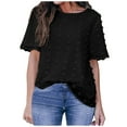 thumbnail image 2 of Blouse à Manches Courtes Col Rond en Chiffon pour Femmes, 2 of 6