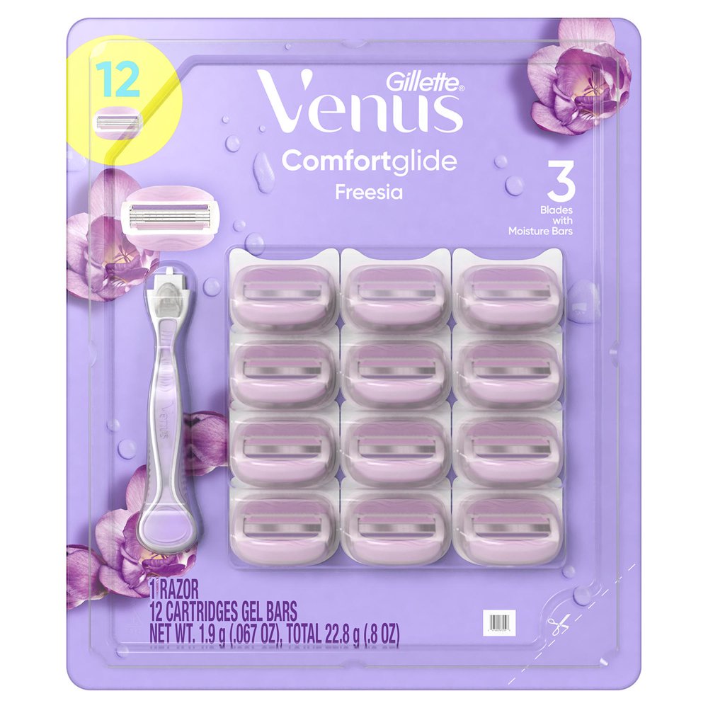 Gillette Venus Comfort Glide Womens Razor Handle And 12 Cartridges