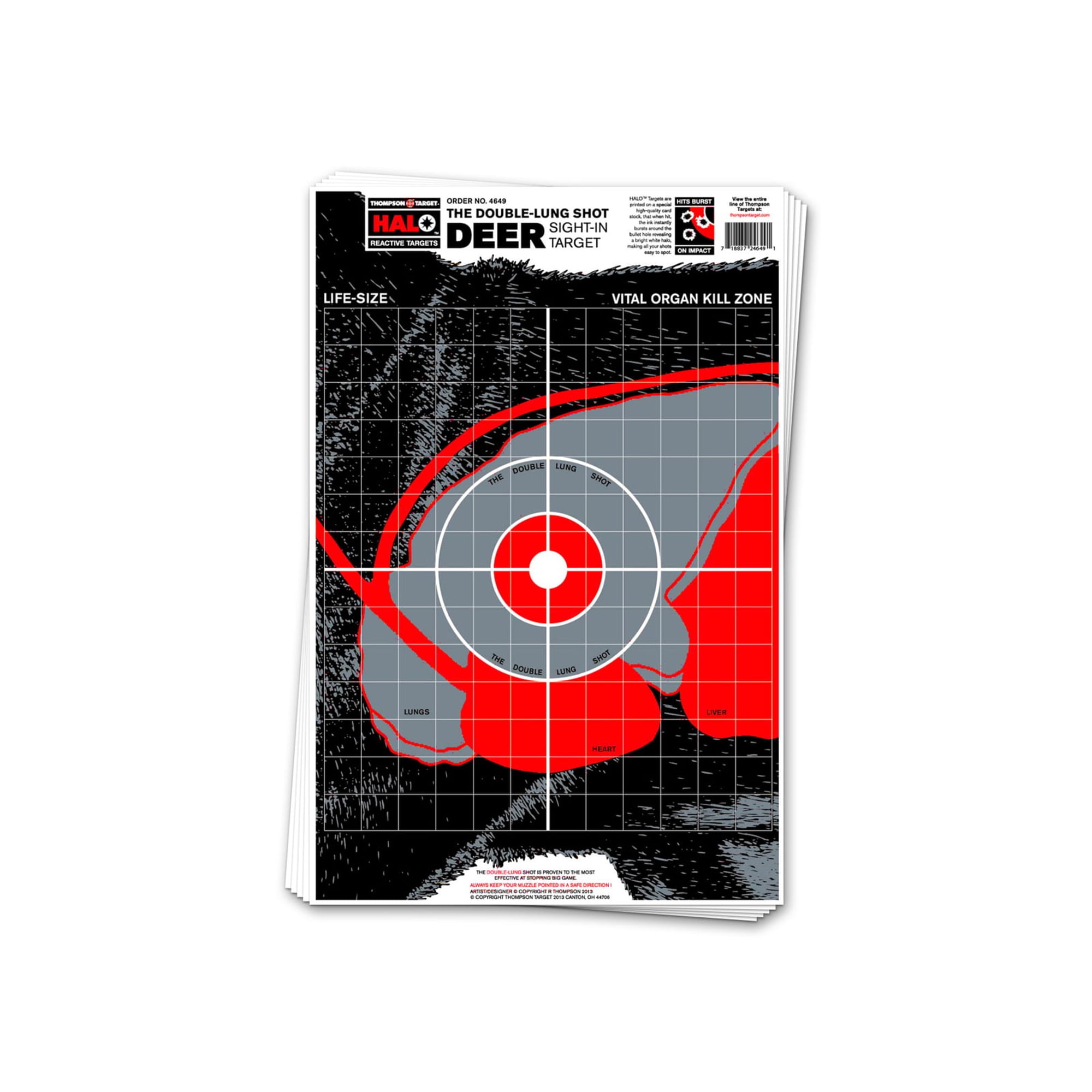 Thompson Target HALO Life-Size Deer Vitals Reactive Splatter Targets 12.5x19 10