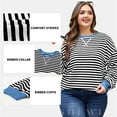 thumbnail image 3 of SHEWIN Oversized Sweatshirts for Women Plus Size Pullover 2025 Fashion Stripe Fall Tops Black White 5X, 3 of 8