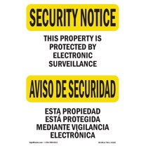 OSHA SECURITY NOTICE Sign - Electronic Surveillance Bilingual | Aluminum Sign | Protect Your Business, Work Site, Warehouse & Shop Area | Made in the USA