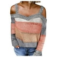 thumbnail image 2 of Levmjia Sweaters For Women Plus V-neck Long Sleeve Cold Shoulder Knit Sweater Hoodies, 2 of 5
