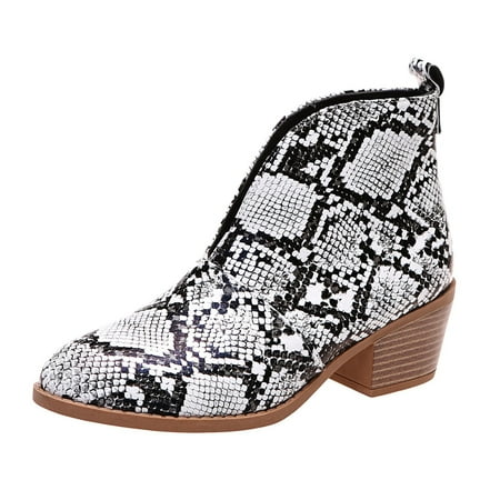 

BELLZELY Womens Shoes Wide Width Clearance Winter Boots Women Leopard Print Shoes Casual Ankle Boots Plus Size Slip On Shoes