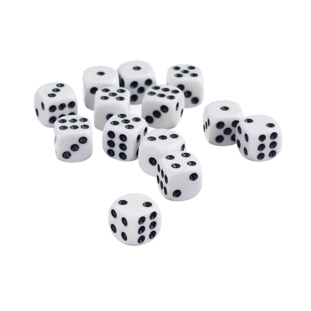 50pcs 12mm Six Sided Spot Dice Games D6 for  Wargaming D&D RPG White 