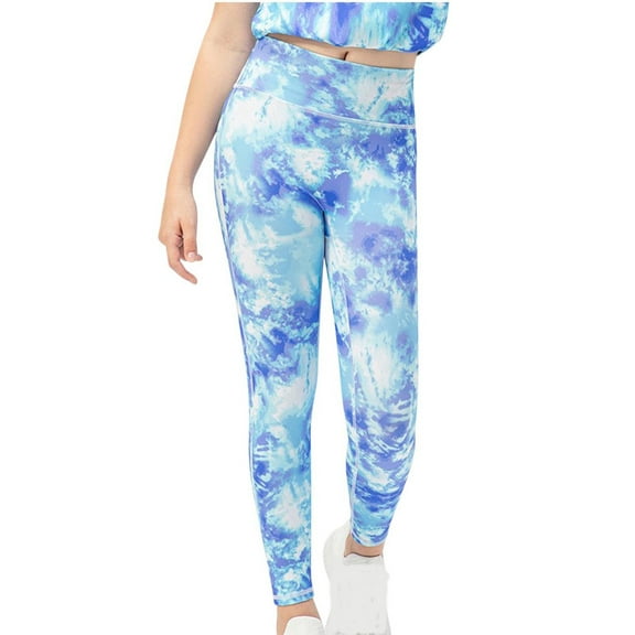 Odeerbi 5-15 Years Teen Girls Yoga Leggings Tie-Dye Workout Dance Athletic Sports Pants Graffiti Print High Waist Pants