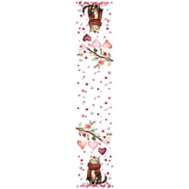Lilixerw Non-Slip Valentine's Day Cute Cat Print Table Runner,13x71in Romantic Rose Heart Print Dining Table Mat,Anti-Pilling Washable Fabric Tablecover for Wedding Anniversary Party