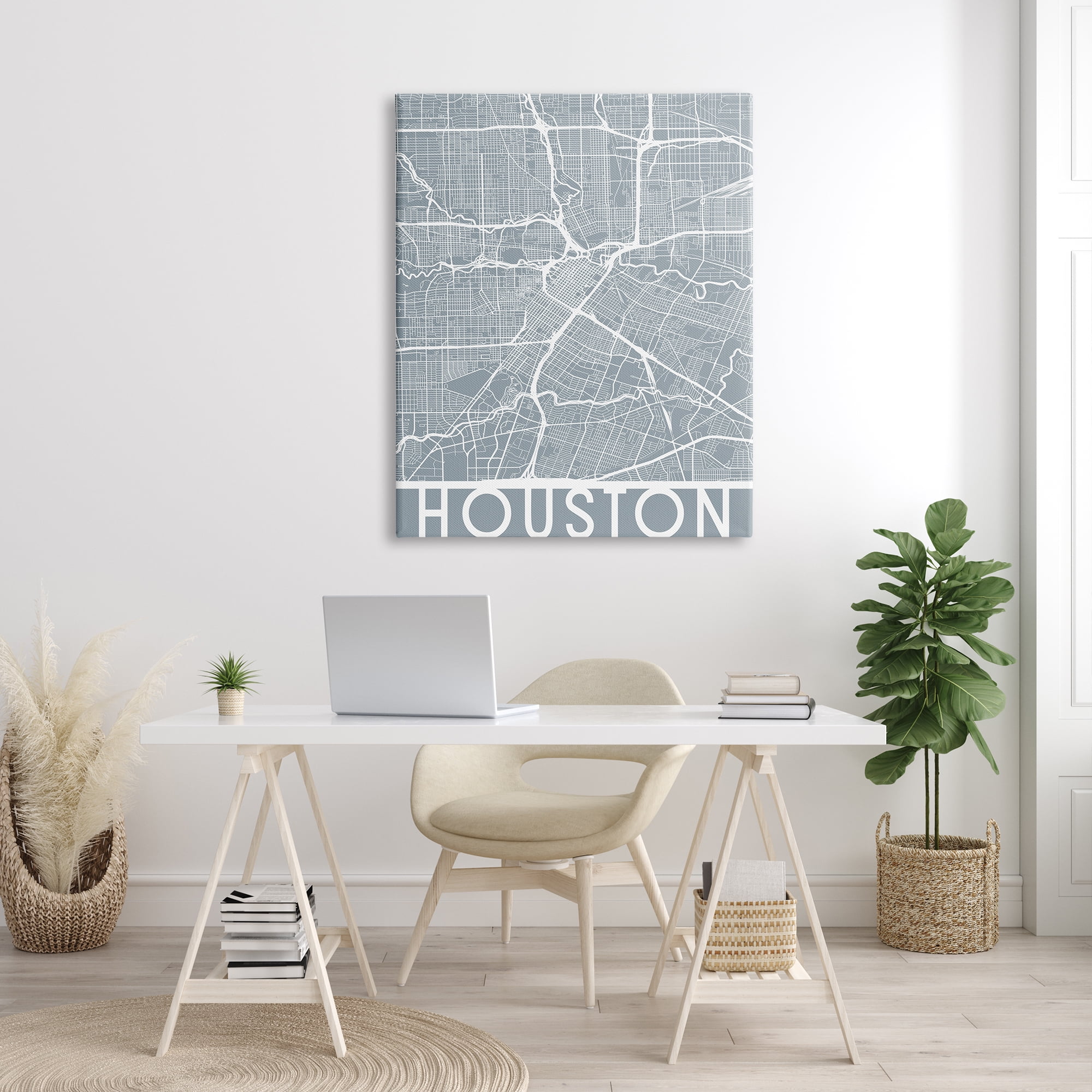 Stupell Industries Houston Texas Street Outline Southern Transportation Grid Blue, 36 x 48, Design by Daphne Polselli