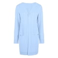 thumbnail image 4 of DHFJKG Women Knit Hooded Long Cardigan Mid-Length Solid Color Open Front Long Sleeve Drop Shoulder With Pocket Coat Fall Winter Soft Comfort Coat, 4 of 5