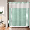 thumbnail image 2 of No Hook Shower Curtain, Mint Green Shower Curtains for Bathroom with See Through Top Window, Modern Minimalist Stripes Linen Texture Waterproof & Washable Bath Curtain Standard 72"x72", 2 of 9