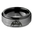 thumbnail image 2 of Tungsten Dragon Dragons Fire Breather Folklore Band Ring 8mm Men Women Comfort Fit Black Step Bevel Edge Brushed Gray Polished, 2 of 4