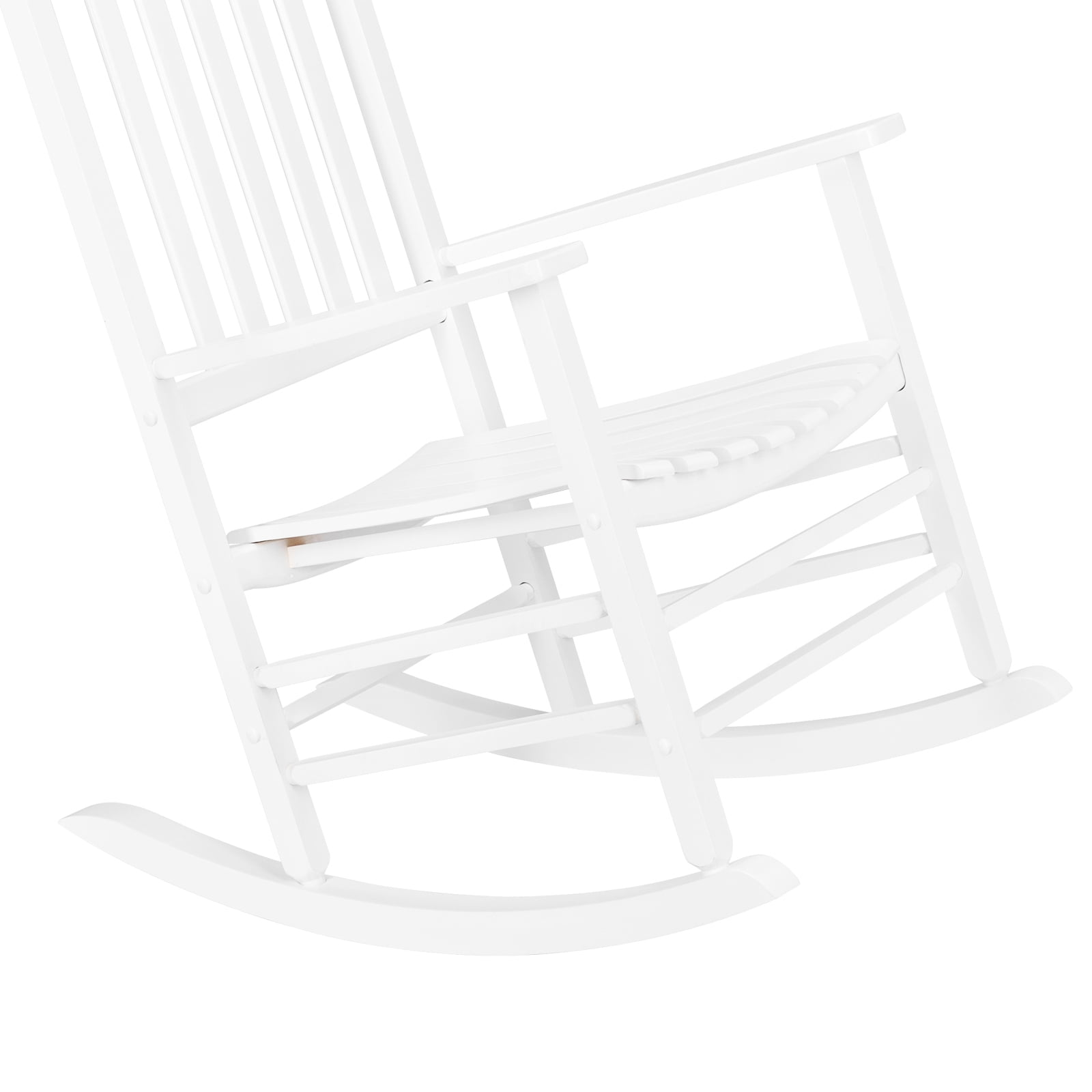 Outdoor Wood Rocking Chair, Wavy Backboard, Weatherproof Patio Rocker for Patio Garden Yard Balcony Poolside, White