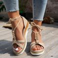 thumbnail image 3 of Dakaela Womens Wedge Sandals Ankle Elastic Strap Platform Espadrilles Non Slip Walking Summer Shoes, 3 of 7