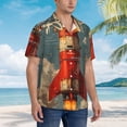 thumbnail image 2 of Cauagu Rusty Rocket Launch Print Hawaiian Shirt for Men,Casual Short Sleeve Button Down Shirts Summer Beach Men's Regular-Fit Short-Sleeve Print Shirt -Large, 2 of 6