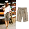 thumbnail image 1 of Women's Pants Womens Fashionable Feather Printed Capris Drawstring Shorts Khaki Xl, 1 of 6