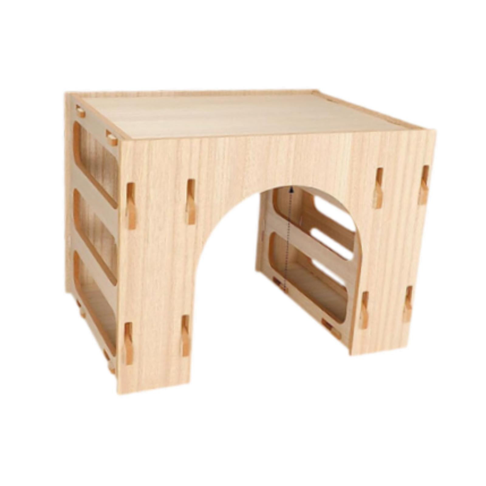 Bothyi Wooden Bunny Hay Feeder Hamsters Playhouse Interactive Enrichment Toy Food Feeding Manger Hay Holder Feeder for Gerbil