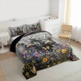 thumbnail image 3 of Manfei Teens Farmhouse Cow Queen Comforter Set, Vibrant Groovy Flower Bedding Comforter Set, Butterfly Animal Reversible Bedding Set, Luxury Bedroom Decor, 3 Pieces, 3 of 8