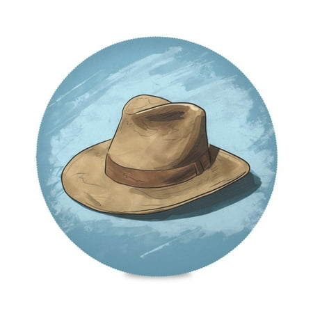 

Round Plate Mat 15.4x15.4 Inchesx6 Placemat Table Mat Kitchen Mat Coffee Mat Fabric Thick Strong Wear-Resistant Heat Resistance Cowboy Hat