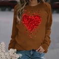 thumbnail image 2 of SuTry Womens Valentine's Romantic Heart Print Pullover Fall Winter Long Sleeve Round Neck Fashion Casual Sweatshirt(Brown,S), 2 of 5