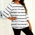 thumbnail image 4 of purcolt Women's Striped Oversized T Shirts 3/4 Sleeve Plus Size Tops Summer Casual Crew Neck Loose Fit Tunic Tops, 4 of 7