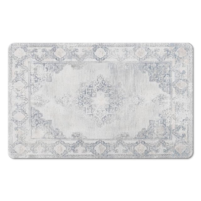 Exclusive Vintage Gray Bathroom Rug Set, Non-Slip, Soft, Includes Long Bathroom Rugs and Contour Toilet Rug, Machine Washable, Features Oriental Floral Design, Perfect for Tub, Shower, 20x32 in