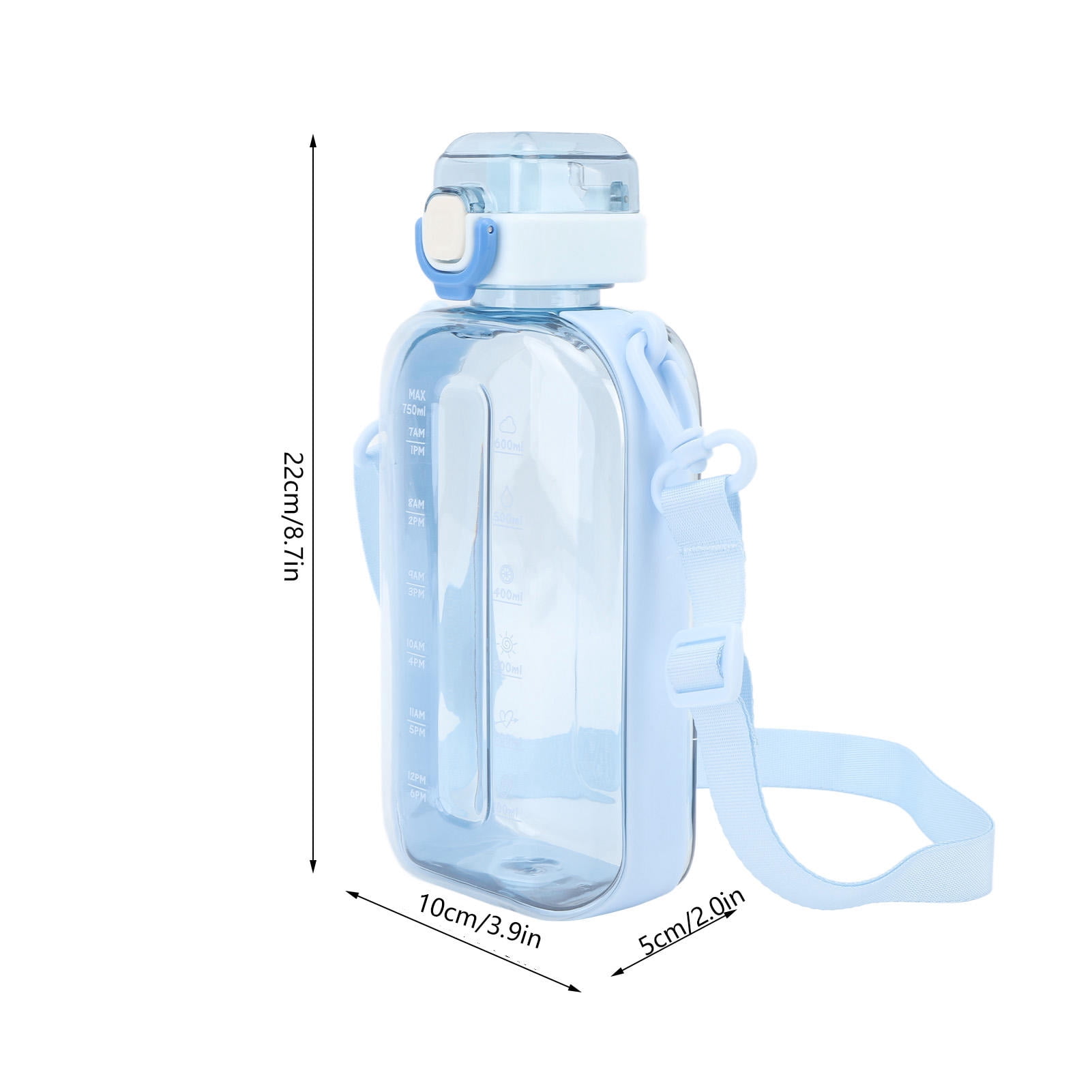 BOKYAN 750 ml Flat Water Bottle – BPA‑Free PC, Leak‑Proof, Slim & Portable with Carrying Strap, Clear Design, Ideal for Travel, Gym & Camping