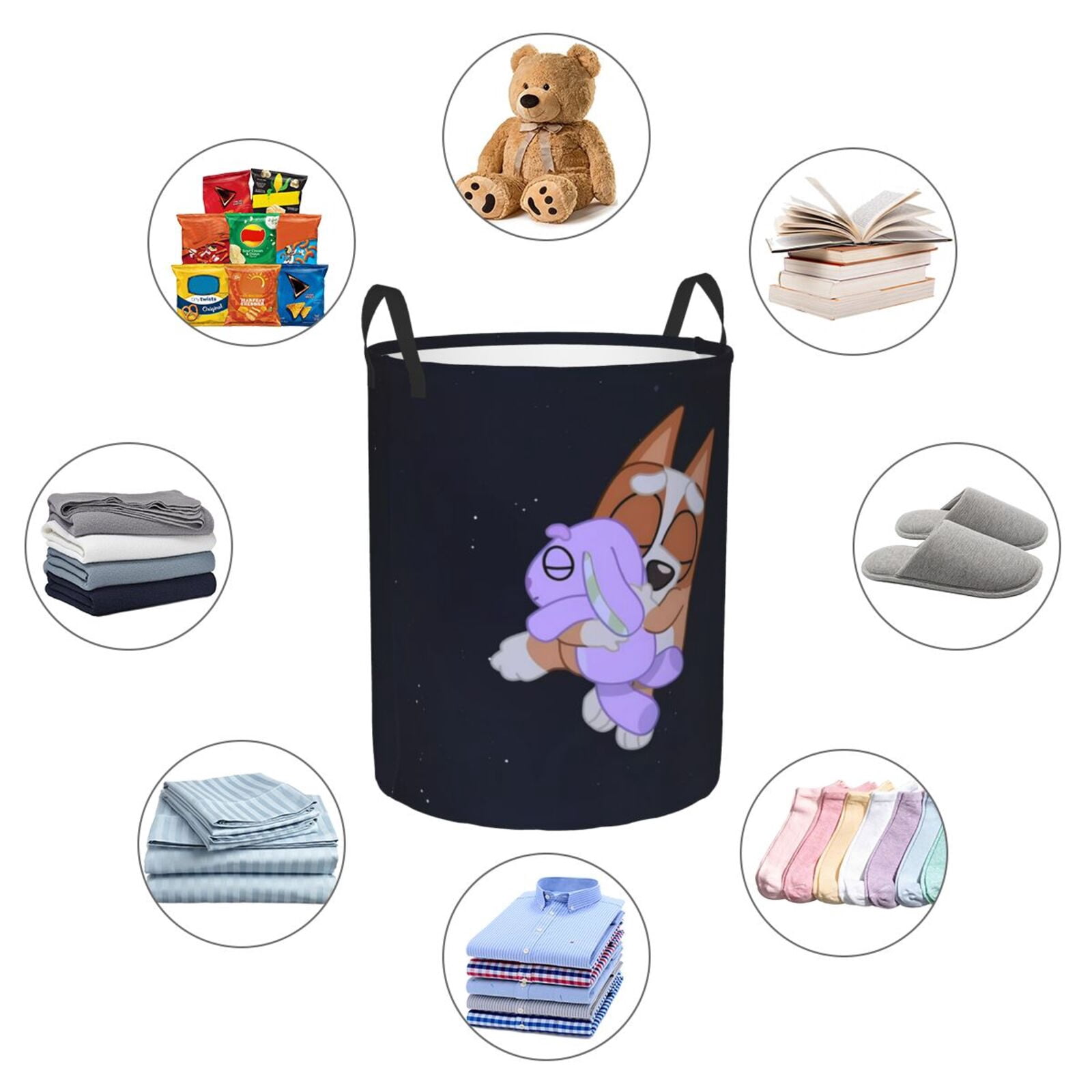 Johaoi Bluey Pattern Round Large Laundry Basket -Storage Basket - Toy Storage Basket, Perfect as Hamper, Kids Room Storage, and Toy Containment-