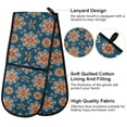 thumbnail image 4 of Dailycode Double Sided Oven Mitt with Loop Heat Resistant Kitchen Long Potholders 7" x 35" Arabesque Floral Flowers, 4 of 6