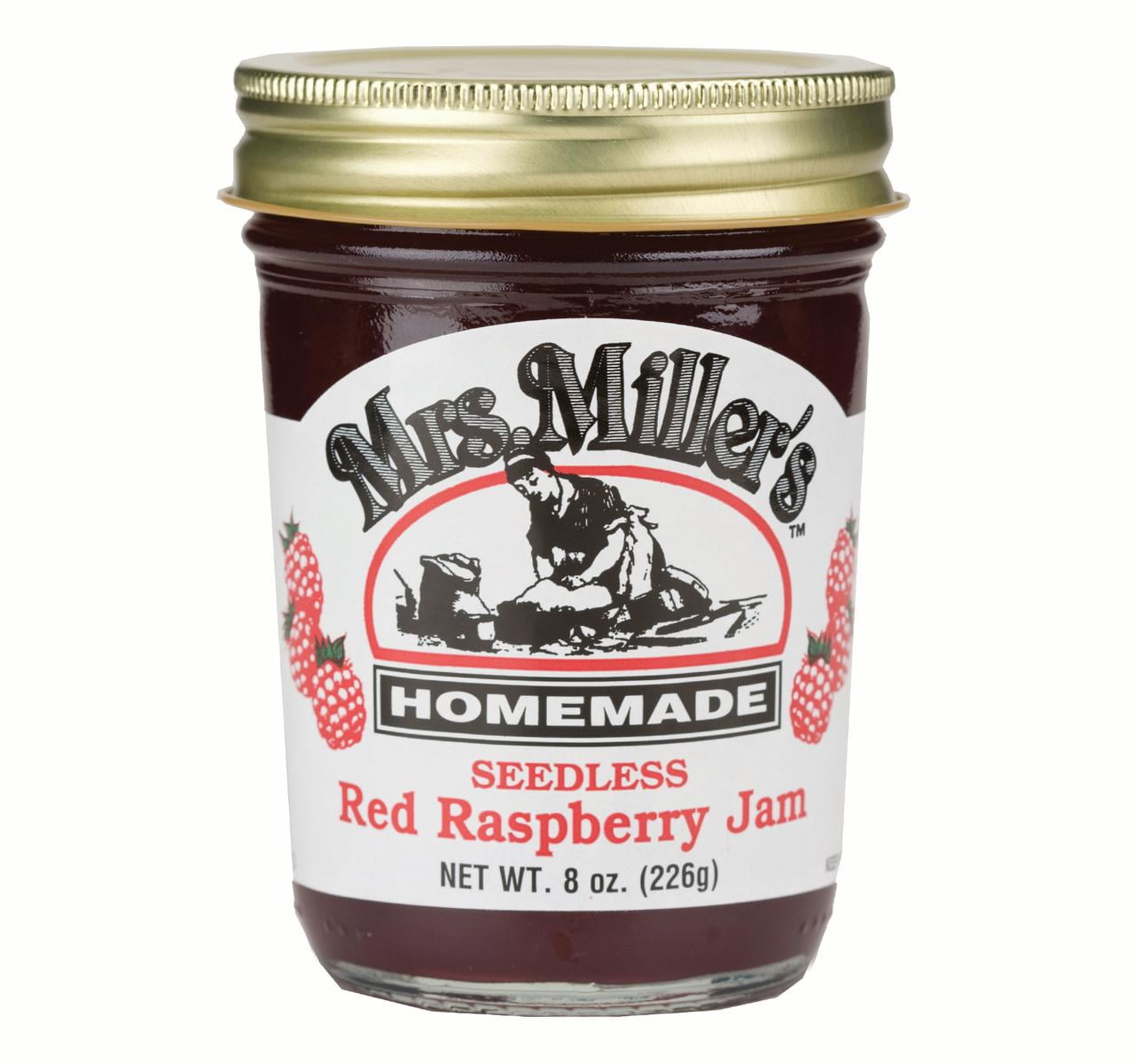 Mrs. Miller's Seedless Jam Variety Pack: Red Raspberry, Black Raspberry, Blackberry (1 Jar Each of 3 Varieties)
