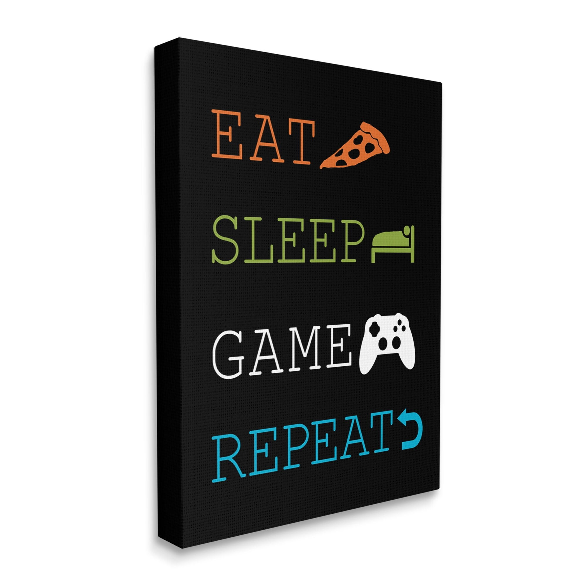 Stupell Industries Eat Sleep Repeat Video Game Iconography Rules,16 x 20, Design by Masey St. Studios