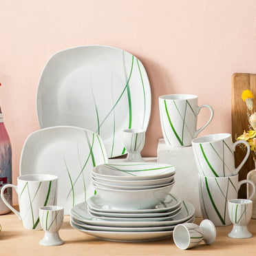Souelle 32-piece Fine Porcelain Dinnerware Set | Ivory Woodgrain 