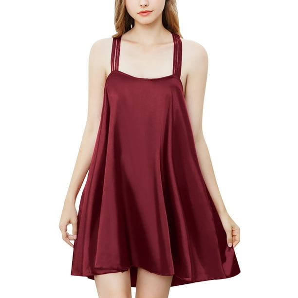 Women's Sleeveless Nightgowns Cotton Sleepwear Full Slip Spaghetti Strap  Nightie