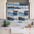 thumbnail image 2 of Abstract Collage Art Curtain Valances Set Retro Blue Oil Painting Texture Kitchen Curtains 36&nbsp;inch Length Rod Pocket Valance and Tiers 3 Piece Set Small Bedroom Bathroom Laundry Decor, 2 of 9