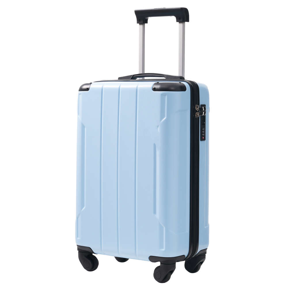 20-Inch Hardshell Carry-On Luggage, Lightweight ABS Suitcase with Spinner Wheels, TSA Lock & 2 Packing Cubes, Blue