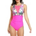 thumbnail image 2 of EYIIYE Maillot de Bain une Pièce d'Été pour Femmes P-2TG Sans Manches Court Col Rond Imprimé Floral Mode Plage, 2 of 5