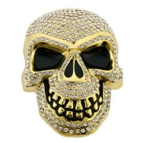 Skull Belt Buckle Halloween Unisex Costume Party Tough Stiff Skull Gold Bling ICED OUT Hip Hop