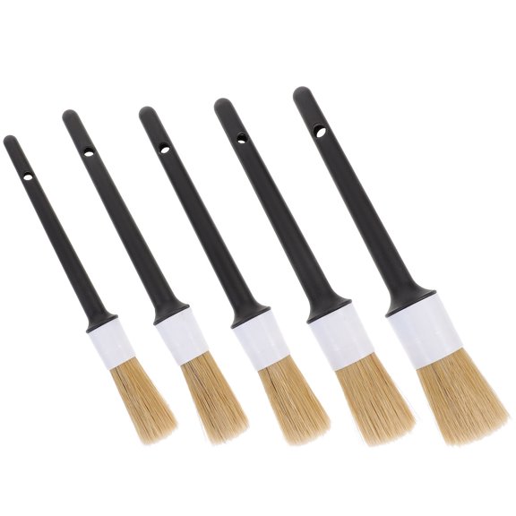 Raindrops 5Pcs Round Head Small Brush Bristle Plastic Wood for Car Cleaning Tool 9.1x1.2x1.2in