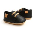 thumbnail image 5 of Newborn Baby Boy High Grade Leopard PU Shoes, Lace-up Non-slip Soft Sole Toddler Frist Waliking Shoes,Black M, 5 of 14