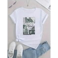 thumbnail image 2 of Camiseta con gráfico de Londres para mujer: camiseta informal de manga corta y cuello redondo con estampado del Big Ben y las Casas del Parlamento. Cómoda prenda de verano para un look informal. Camis, 2 of 6