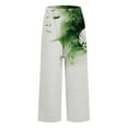 thumbnail image 4 of Fiaer,Womens Oversized Baggy Trousers,High Waist Stretch Printed Lounge Pants for Women,Women's Casual Trendy Straight Leg Slacks with Pockets Green XXXL, 4 of 5