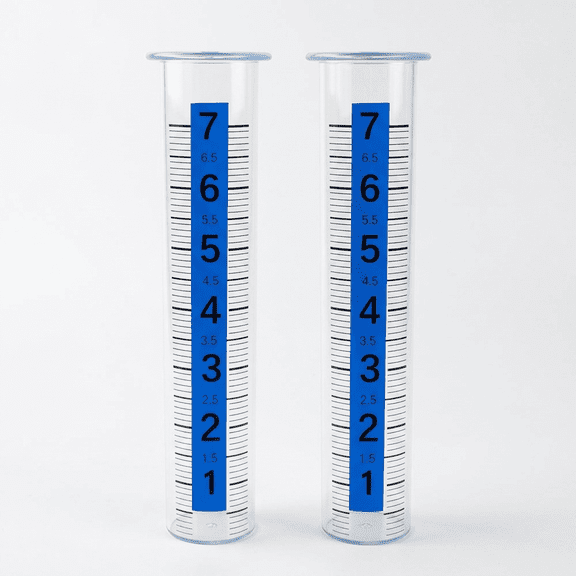 ROSEXIXI Rain Gauge Outdoor, 2-Pack 7 Inch Rain Measuring Cylinder – Easy-to-Read Blue Stripe Replacement Tube for Yard, Garden, Lawn and Outdoor Use