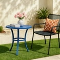 thumbnail image 7 of Outdoor Round Side Table, Navy Blue Powder-Coated Metal Frame, Adjustable Non-Slip Feet, Compact End Table, for Patio Balcony Living Room Bedroom, 7 of 7