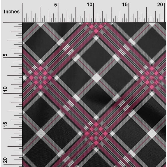 oneOone Viscose Jersey Fabric Tartan Check Print Fabric BTY 60 Inch Wide
