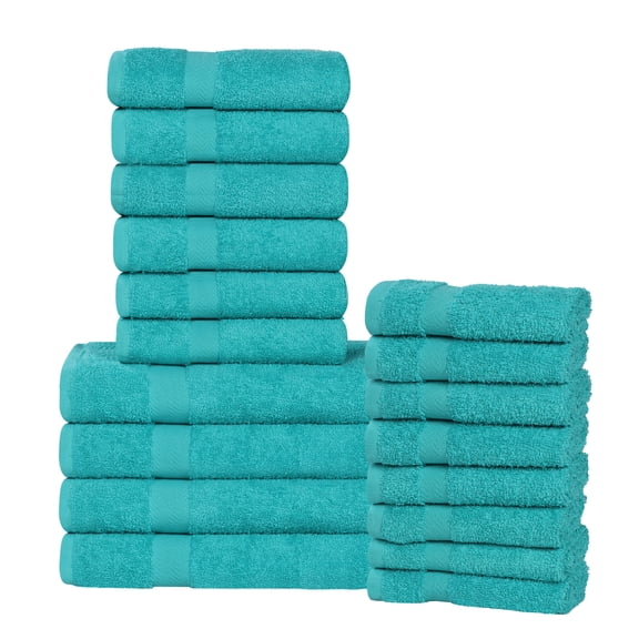 Superior Franklin 18-Piece Cotton Towel Set, Super Soft Quick Dry Fade Resistant Towels, Turquoise