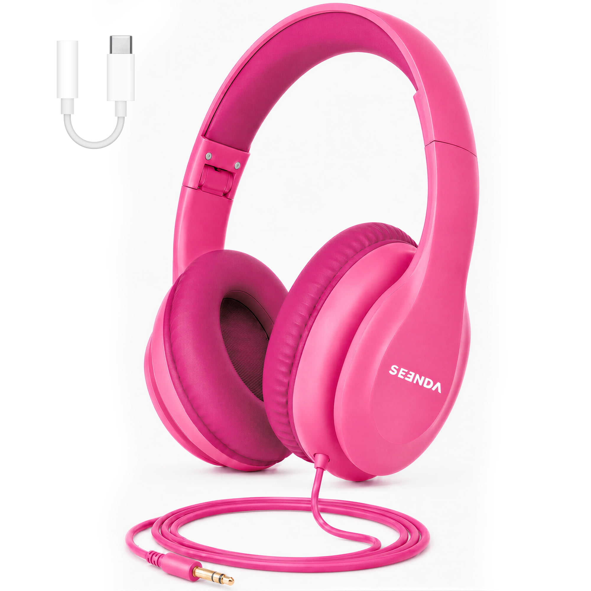 Wired Headphones for Kids, 85dB Volume Limit, 3.5mm Kids Headphones with Cord &USB C to 3.5mm Dongle, Adjustable, Foldable Toddler headsets for School