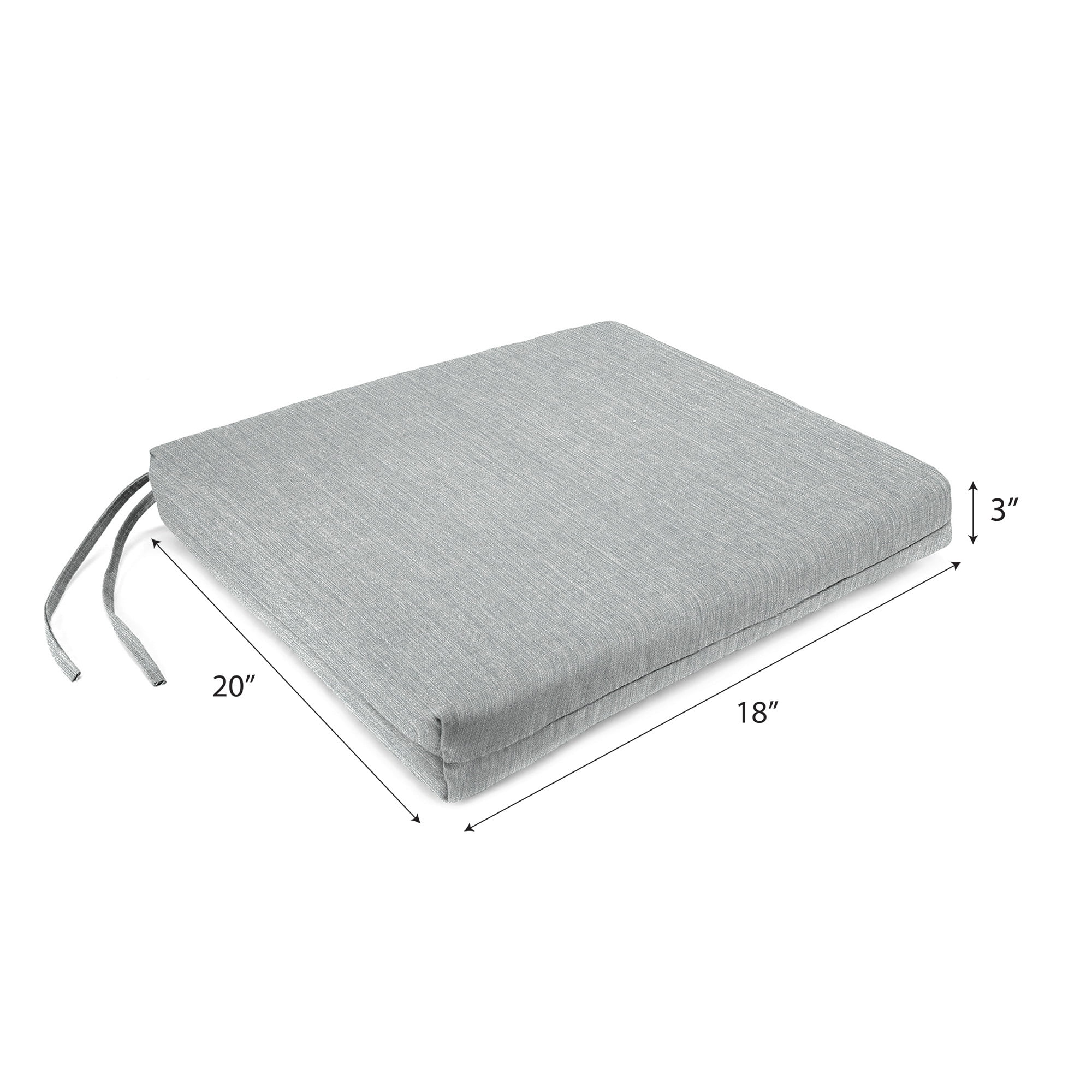 Jordan Manufacturing 20" x 18" Canvas Black Solid Rectangular Outdoor Chair Pad Seat Cushion with Ties (2 Pack)
