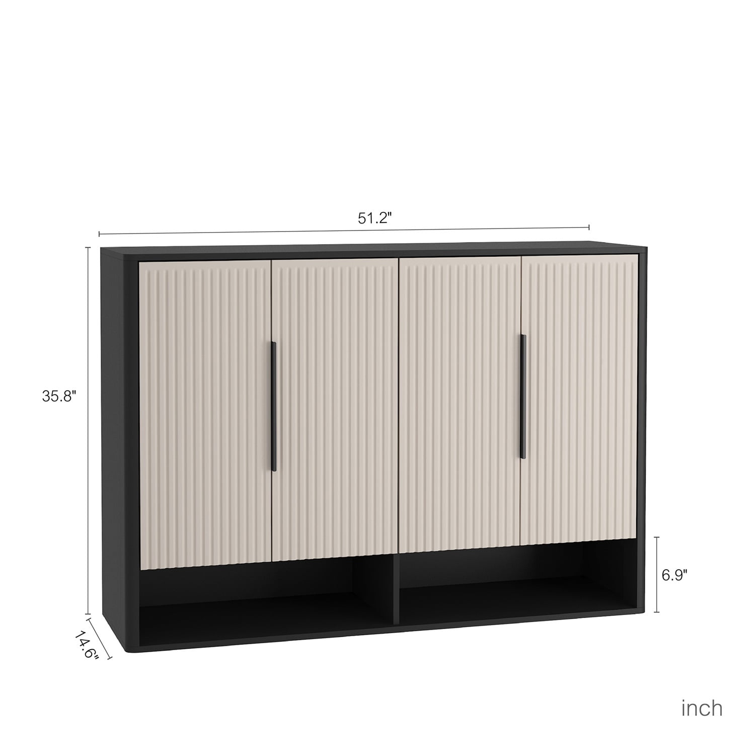 Hommoo Shoe Cabinet with 4 Doors &Adjustable Shelves, Modern Shoe Storage Organizer Cabinet, Shoe Rack Cabinet for Entryway Living room, Bedroom, Black & White